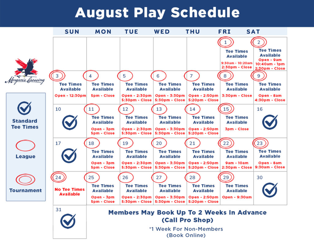 August Play Schedule