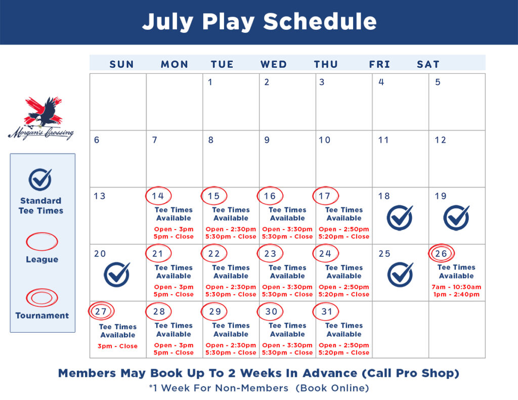 July Play Schedule