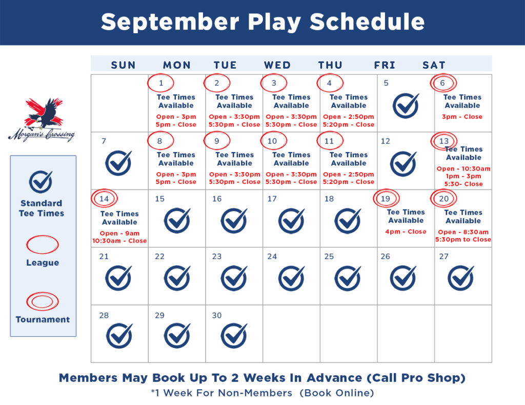 September Play Schedule