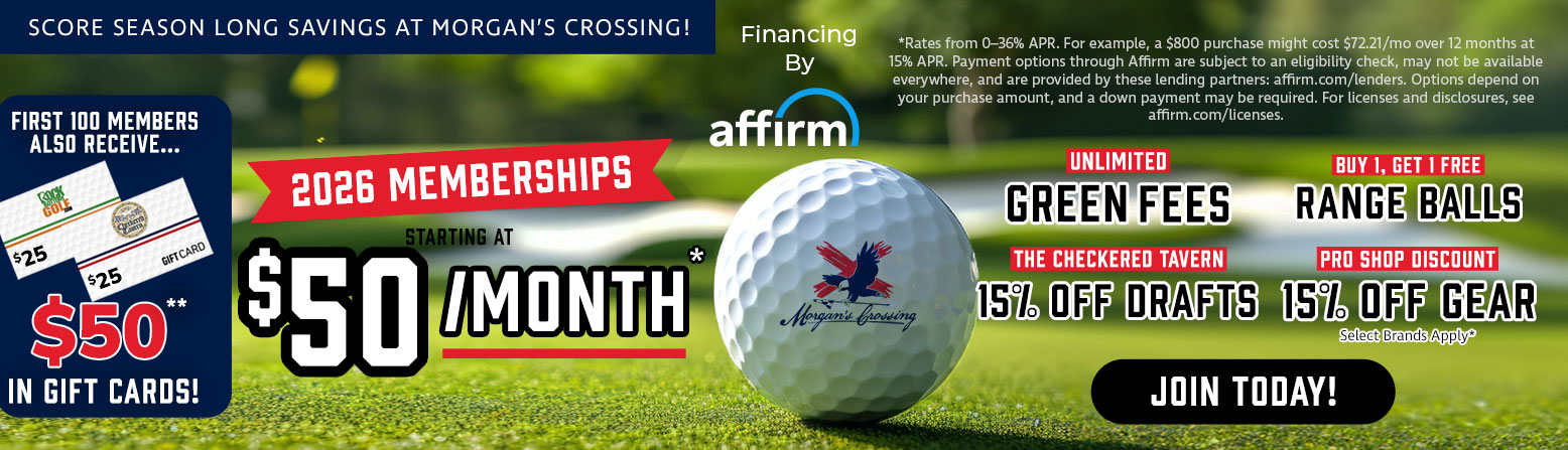 Morgan's Crossing Memberships As Low As $50/Month with $50 in FREE Gift Cards!